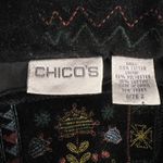 Chico’s Black Velvet Floral Tribal Folk Studded Jacket Size 12 (Chico’s 2) Photo 4