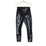 Spanx Faux Patent Leather Shape Leggings Sz M Black Classic Boho Holiday Party Photo 3