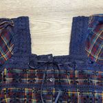 American Eagle  Boho Plaid Crochet Top Size M Photo 3