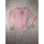 Free People Heart To Heart Henley Shirt Floral Top Thermal Purple Size Small Photo 3