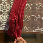 Red Velvet Plunge Gown with Bishop Sleeves Size L Photo 3