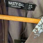 Nasty Gal  Dusty Brown/Blue Floral Long Sleeve Ruffled BabyDoll Dress Sz 6 NWT Photo 4