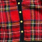Cambridge Dry Goods Red Plaid Cardigan with Black Accents Size M Photo 5