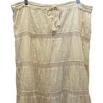 BOMBAY FASHION One Size Light Yellow Cream Maxi Tiered Skirt Lined Crochet Photo 1