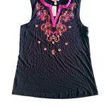 Soma Womens Tunic Top Black Sleeveless Notch Neck Stretch Crochet Blouse M Size M Photo 2