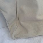 Canvas Zippered Medium Tote Bag Natural Off White Brown Faux Leather Straps Photo 1