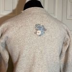 Vintage Tulchan Beige Floral Knit Cropped Silk Angora Sweater Medium Tan Photo 10