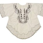 Floral Embroidery Scallop Hem Festive Hippie Bohemian Asian Ethnic Mexican Top Size undefined Photo 0