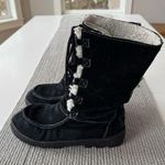 Vintage SO Black Suede Leather Sherpa Lined Winter Snow Boots Size 8M Photo 0