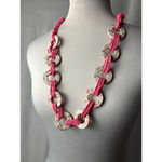 Hot pink twisted beads boho floral disk necklace Photo 1