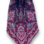 Vintage 90s Skirt Asymmetrical Burgundy Navy Blue Semi Sheer Boho Paisley Print Red Size M Photo 1