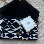 Black and White Geometric Clutch with Gold Chain Photo 3