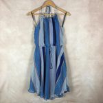 CITY STUDIO Houndstooth Chiffon Halter Dress, NWT Medium Blue Photo 3