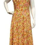 REAL COMFORT Women’s Sz 8 Floral Praire Garden Orange Sleeveless MIDI Dress Photo 0