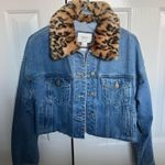 Forever 21  Cheetah Jean Jacket Print Cropped Photo 0