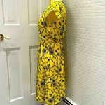 Banana Republic yellow and blue floral crepe wrap midi dress. Lined. Size 8P. Photo 2