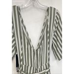 Trixxi NWT Women's Olive Green/White Striped Waist Tied Wrap Romper- Size M Photo 4