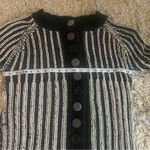 Pure Handknit Artisan‎ Stripe Cotton Cardigan Sweater | Small | Neutral Style Black Photo 10