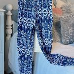 Rue 21 Tie Elastic Waist Pants Lightweight Blue Print Womens Small Silky Paperbag Photo 4