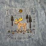 Christopher & Banks  Womens Denim Moose Embroidered Button Down Shirt Size L vtg Photo 2