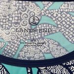 Lands' End L Floral Swim Shirt Rash Guard Long Sleeve Aqua Blue White Navy Size L Photo 2