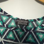 PaperMoon  for StitchFix Navy Blue Green White Semi Sheer Blouse Top Size XS P Photo 3