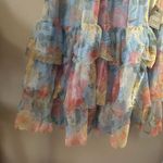 Lulus  Perfectly Divine Blue Floral Tulle Tiered Ruffled Midi Dress Size L NWT Photo 5
