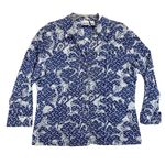 Chico's jacket Womens 3 US XL Abstract Print Button Down eyelet lace waves blue Photo 0