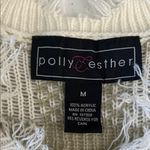 Polly & Esther  V-Neck Checkered Cropped Sweater - Olive and Cream Photo 1