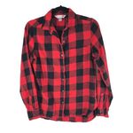 Old Navy  Womens The Classic Flannel Shirt 100% Cotton Buffalo Plaid Pocket Red S Photo 0