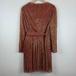 Dress Forum Dress Womens M Rust Gold Shiny Flowy Fit Flare Belted Glam Party NWT Red Size M Photo 3