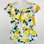 Who What Wear Lemon Print Tie Front Off The Shoulder Shirt Size Medium Photo 15