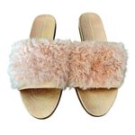 Loeffler Randall  Domino Shearling Sheep Fur Flat Slide Sandal Pink/Rose Gold 9.5 Photo 2