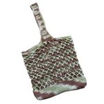 Handmade  Knit Crochet Green Brown White Crossbody Bag Purse Tote Photo 0