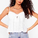 Nasty Gal Worth a Tie Broderie Cami Top White Photo 0