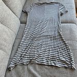 Enough about me gray & black striped T shirt dress Photo 5