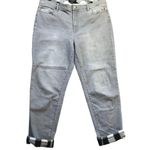 Talbots Straight Leg Ankle Jeans Women's Plus Size 16 Plaid Hem Accent Gray Photo 0