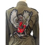 Zadig & Voltaire Kayak Bis Khaki Jacket Green Skull Guitar Angel on Back (S) Photo 4
