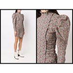 Ganni 💕💕 Floral Puff Sleeve Organic Cotton Poplin Dress ~ Placid Blue 4 NWT Photo 2