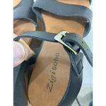 Womans Zigisoho Logic 6 Black Ankle Strap 2 Band Platform Wood Heel Sandals Photo 6