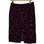 DKNY  Women's 8 Rosette Floral Wool Pencil Skirt Dark Cherry Red Maroon Artsy‎ Photo 2
