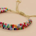 Multi Layers Beaded Braided Bracelet With Colorful Mini Rice Beads Boho Style Photo 3