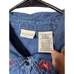 White Stag White Stag 22W/24W Blue Denim Shirt Vintage Tropical Christmas Embroidered Photo 5