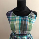 Aerie  Blue Green Metallic Plaid Halter Ruffle Mini Dress Small Trendy‎ & Chic Photo 2