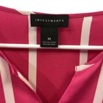 Investments  Pink White Striped Satin Long Sleeve Split Neck Blouse Womens Medium Photo 8