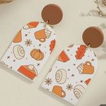 Autumn Fall Trendy Arch Dangle Earrings Pumpkin Pie Spice Cinnamon roll Boutique White Photo 0