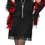 Spirit S/M Halloween Costume Fringe Red Black Flapper Dress w Beaded Frunge Photo 7