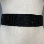 Deadstock Beaded Belt Vintage Women Black Structured Wide Hook and Loop Fancy Photo 10