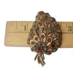 Ruby Vintage Goldtone Turquoise  Red Stone Like Peacock Pin Brooch Photo 8