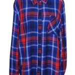 Como vintage  Navy and Red Plaid Button Down Shirt Size Large Preppy Plaid Shirt Photo 0